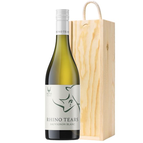 Rhino Tears Sauvignon Blanc 75cl White Wine in Wooden Sliding lid Gift Box